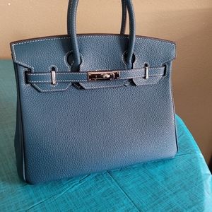 Jaclyn Desanges bag in blue Togo leather 30cm